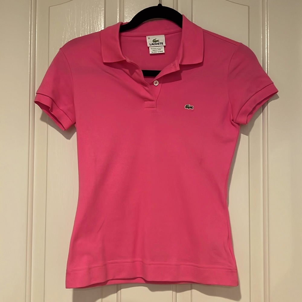 Women’s Lacoste pink polo - size small 36